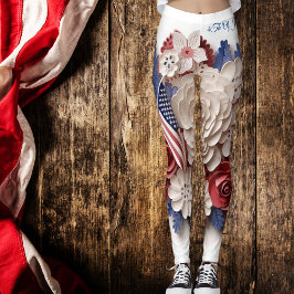 4 juli: 3D Patriottische Bloemen Leggings