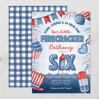 4 juli 6e verjaardagsfeest uitnodigingskaart kaart
