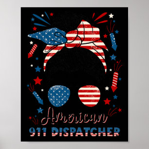 4 juli 911 Dispatcher Amerikaanse Vlag 911 Operato Poster