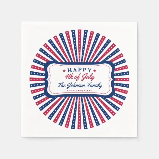4 juli Aangepaste Amerikaanse familie zomer BBQ Pa Servet (Voorkant)
