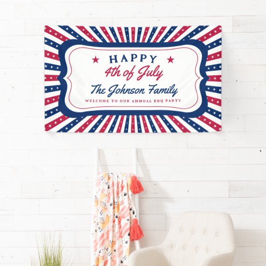 4 juli Aangepaste Amerikaanse familie zomer BBQ Pa Spandoek (Insitu)