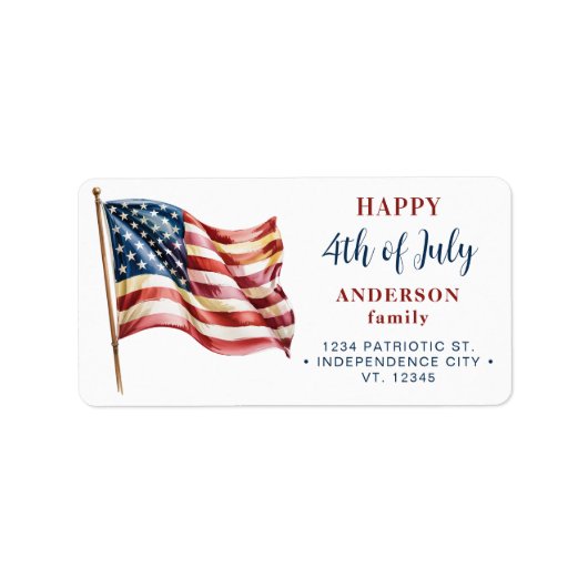 4 juli Aangepaste Amerikaanse vlag retouradres Etiket (Voorkant)