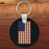 4 juli Aardbei Jello USA Flag Cake Mannen Wom Sleutelhanger (Voorkant)