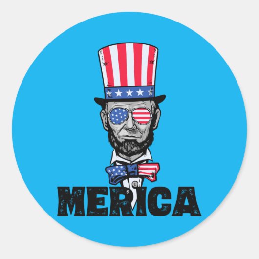 4 juli Abe Lincoln Amerika Bzr Grappige Kinderen Ronde Sticker (Voorkant)