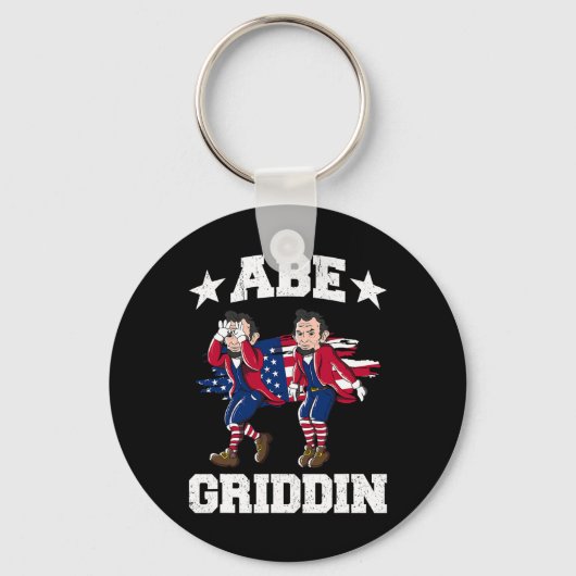 4 juli Abraham Lincoln Griddy Abe Griddin Sleutelhanger (Voorkant)