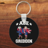 4 juli Abraham Lincoln Griddy Abe Griddin Sleutelhanger (Voorkant)