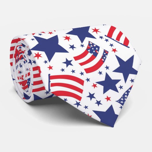 4 juli Abstract patriottisch patroon Stropdas (Opgerold)