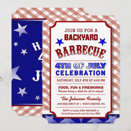 4 juli Achtertuin BBQ Celebration Festive Kaart (Voorkant / Achterkant)