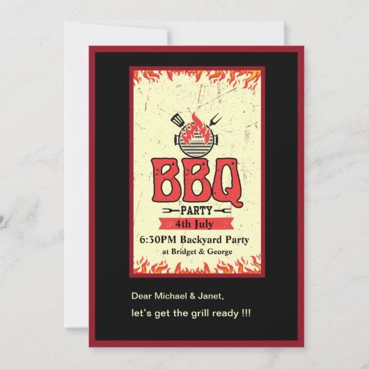 4 juli achtertuin bbq party kaart (Voorkant)