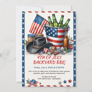 4 juli achtertuin BBQ - Patriottisch landelijk Kaart