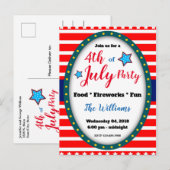 4 juli achtertuin feest uitnodiging briefkaart (Voorkant / Achterkant)