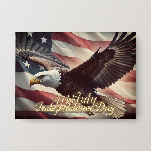 4 juli-adelaar met Amerikaanse vlag Button (Voorkant)