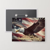 4 juli-adelaar met Amerikaanse vlag Button (Voorkant / Achterkant)
