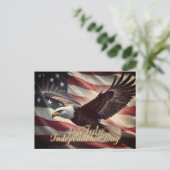 4 juli Adelaar met Amerikaanse vlag Feestdagenkaart (Staand voorkant)