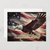 4 juli Adelaar met Amerikaanse vlag Feestdagenkaart (Voorkant / Achterkant)