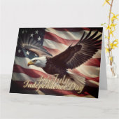 4 juli adelaar met Amerikaanse vlag Kaart (Gele Bloem)
