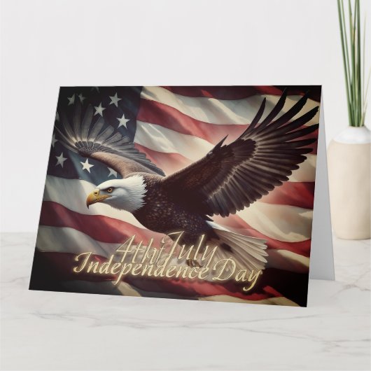 4 juli adelaar met Amerikaanse vlag Kaart (Voorkant)