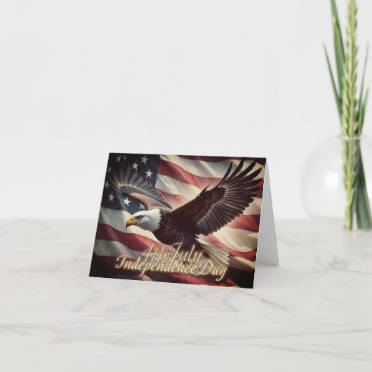 4 juli-adelaar met Amerikaanse vlag Kaart (Voorkant)
