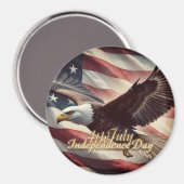 4 juli-adelaar met Amerikaanse vlag Magneet (Voorkant / Achterkant)