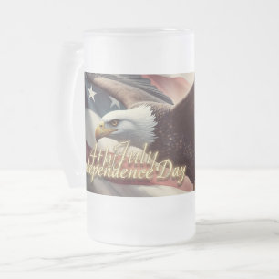 4 juli-adelaar met Amerikaanse vlag Matglas Bierpul