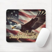 4 juli-adelaar met Amerikaanse vlag Muismat (Met muis)