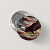 4 juli Adelaar met Amerikaanse vlag Ronde Button 3,2 Cm (Voorkant /achterkant)