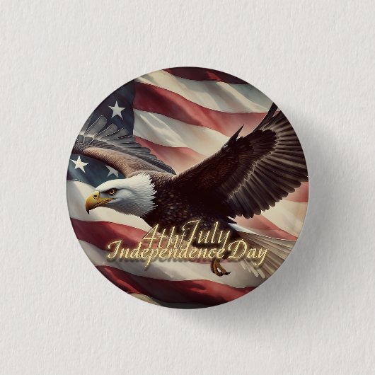4 juli Adelaar met Amerikaanse vlag Ronde Button 3,2 Cm (Voorkant)