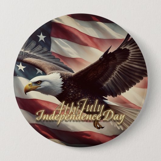 4 juli-adelaar met Amerikaanse vlag Ronde Button 4,0 Cm (Voorkant)