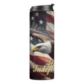4 juli-adelaar met Amerikaanse vlag Thermosbeker (Gedraaid links)