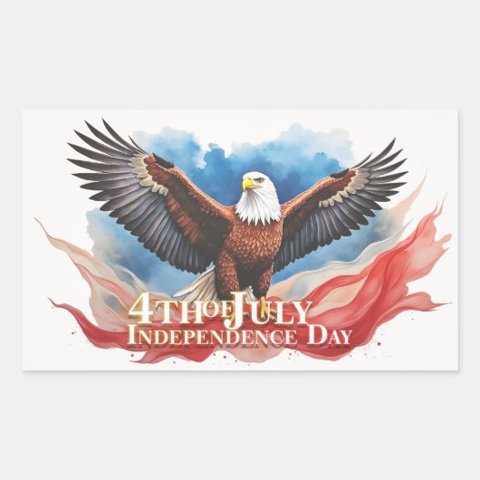 4 juli adelaar – patriottisch kunstontwerp rechthoekige sticker (Voorkant)