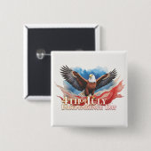 4 juli-adelaar – Patriottisch kunstontwerp Vierkante Button 5,1 Cm (Voorkant /achterkant)