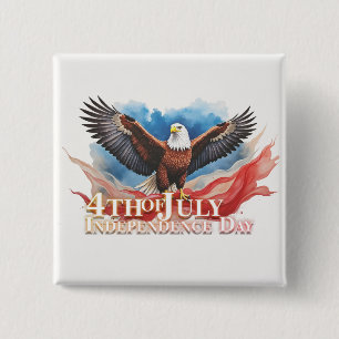 4 juli-adelaar – Patriottisch kunstontwerp Vierkante Button 5,1 Cm