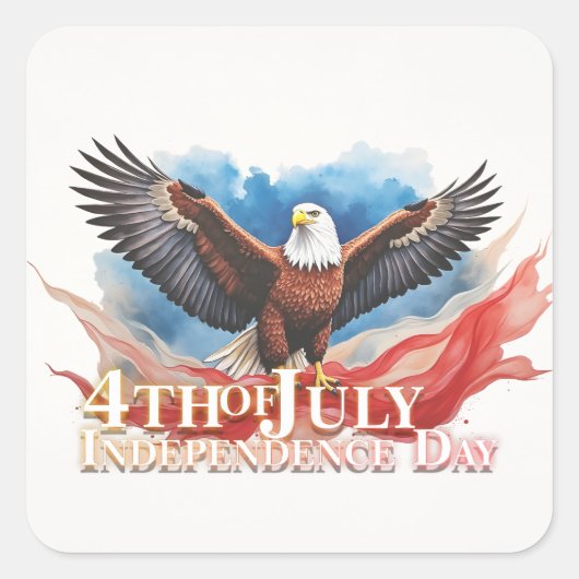 4 juli adelaar – patriottisch kunstontwerp vierkante sticker (Voorkant)