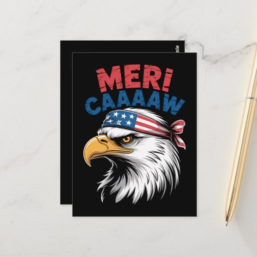 4 juli adelaar vrijheid patriottisch briefkaart (Voorkant / Achterkant in situ)