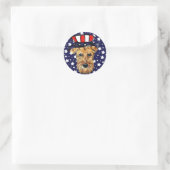 4 juli AIREDALE klassieke ronde sticker (Tas)