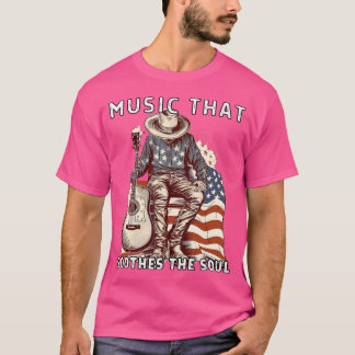 4 juli Akoestische gitaar  USA Flag Gitaar T-shirt