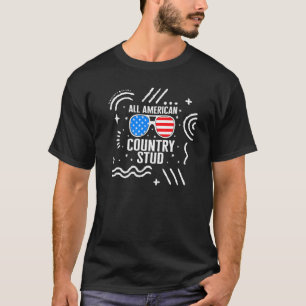 4 juli Alle American Country Stud USA vlag IND T-shirt