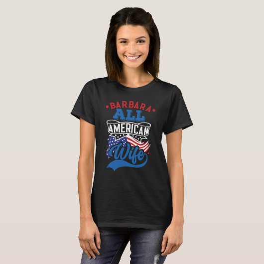 4 juli Alle amerikaanse echtgenote patriottische f T-shirt (Voorkant volledig)