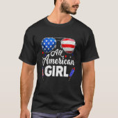 4 juli Alle Amerikaanse meisjes Kinder ons vlag Su T-shirt (Voorkant)