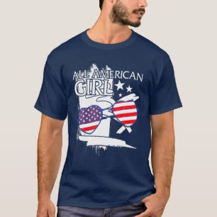 4 juli : alle Amerikaanse meisjes vuurwerk Verenig T-shirt