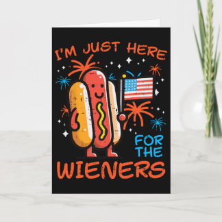 4 juli Alleen hier Wieners Hotdog Eten Mannen Jong Kaart