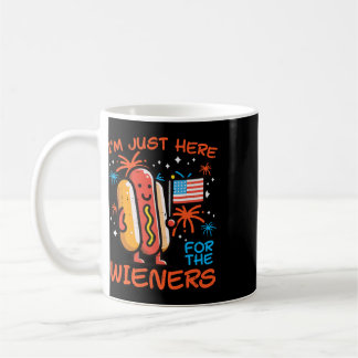 4 juli Alleen hier Wieners Hotdog Eten Mannen Jong Koffiemok