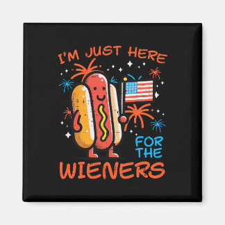 4 juli Alleen hier Wieners Hotdog Eten Mannen Jong Magneet