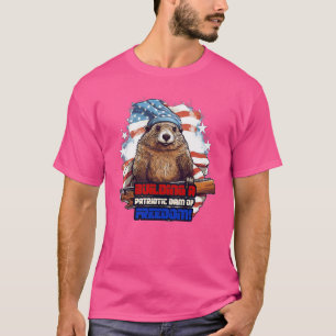 4 juli American Beaver Building a Patriotic D T-shirt