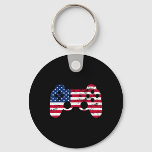 4 juli American Flag Video Game Boys Kinder T-shir Sleutelhanger