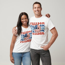 4 JULI AMERICAN FREEDOM SMILEY GEZICHTSTYPOGRAFIE T-SHIRT