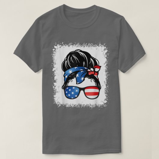 4 juli American Grandma Messy Bun Patriotic M T-shirt (Design voorkant)