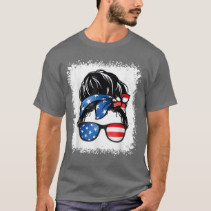 4 juli American Grandma Messy Bun Patriotic M T-shirt