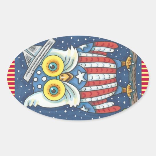 4 JULI AMERICAN HOOT OWL STICKERS Oval *Datablad (Voorkant)