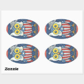 4 JULI AMERICAN HOOT OWL STICKERS Oval *Datablad (Vel)